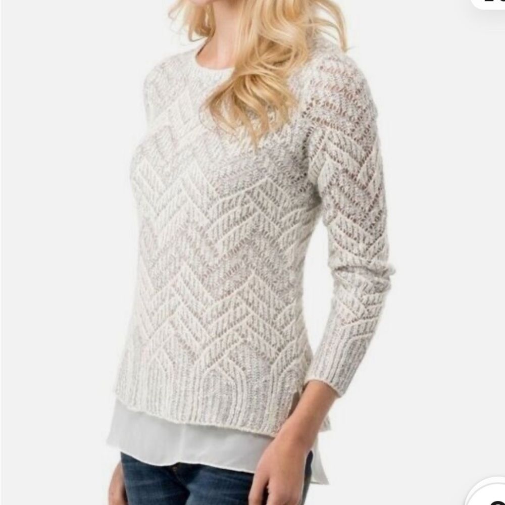 Lucky Brand cream and silver metallic sweater. Sz S